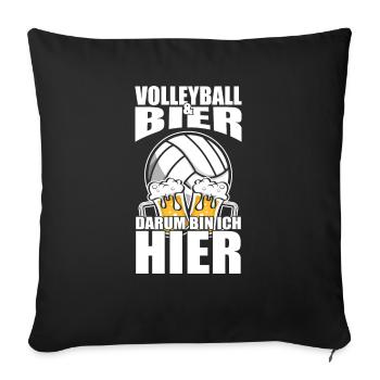 Drôle de dicton : volley-ball, bière, c’est pourquoi je suis ici - Housse de coussin décorative 45 x 45 cm - noir - Devant