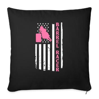 Cheval de course de barils de rodéo - Housse de coussin décorative 45 x 45 cm - noir - Devant