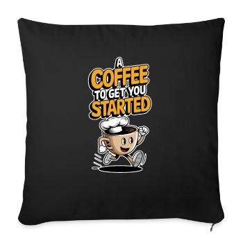A coffee to start the day - Sofa pillowcase 17,3'' x 17,3'' (45 x 45 cm) - black - Front