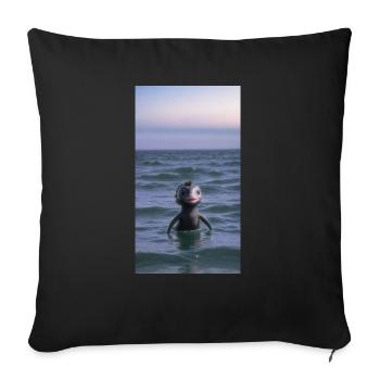 Créature marine mignonne dans le style de film vintage Mignon - Housse de coussin décorative 45 x 45 cm - noir - Devant