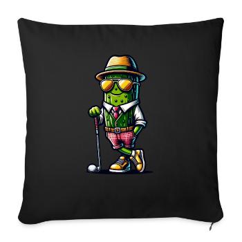 Graphique amusant de concombre de golf pour tout le monde - Housse de coussin décorative 45 x 45 cm - noir - Devant