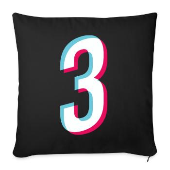 3 - NUMBER 3 - Number 3 Jersey number Tiktok Style - Sofa pillowcase 17,3'' x 17,3'' (45 x 45 cm) - black - Front