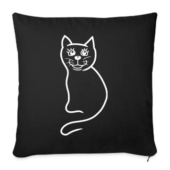 Chat silhouette animaux Chats Dame chat - Housse de coussin décorative 45 x 45 cm - noir - Devant