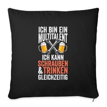 Schrauber Bier Autoschrauber Geschenk - Sofakissenbezug 45 x 45 cm - Schwarz - Vorne