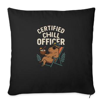 Capybara Style – Certified Chill Officer - Sofa pillowcase 17,3'' x 17,3'' (45 x 45 cm) - black - Front
