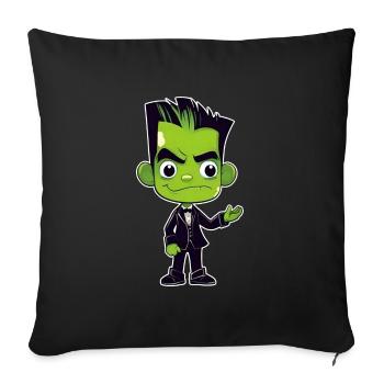 Mignon monstre vert dans un costume élégant - Housse de coussin décorative 45 x 45 cm - noir - Devant