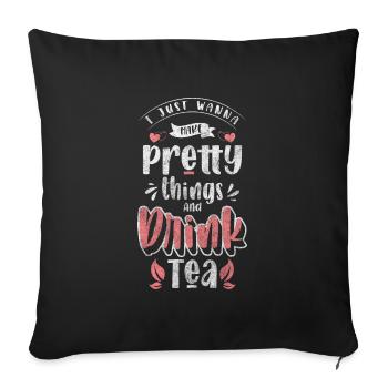 Buveur de thé Tasse de thé de relaxation Thé vert - Housse de coussin décorative 45 x 45 cm - noir - Devant
