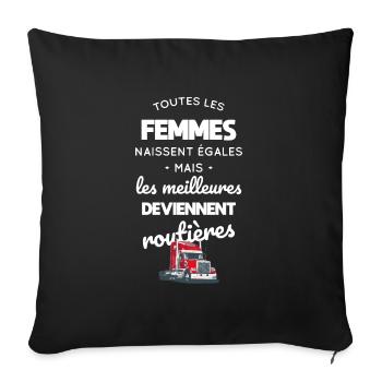 Femmes égales les meilleures deviennent routières - Housse de coussin décorative 45 x 45 cm - noir - Devant