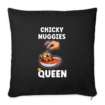 Drôle de pépites de poulet femme fille cadeau - Housse de coussin décorative 45 x 45 cm - noir - Devant