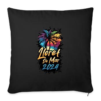 Lloret De Mar 2024 Palmen Bunt - Sofakissenbezug 45 x 45 cm - Schwarz - Vorne