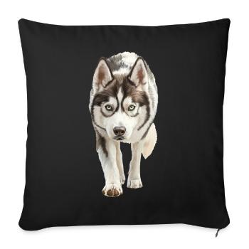 Sibirischer Husky - Sofakissenbezug 45 x 45 cm - Schwarz - Vorne