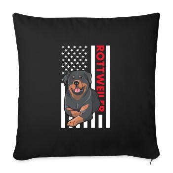 Drapeau américain Rottweiler - Housse de coussin décorative 45 x 45 cm - noir - Devant
