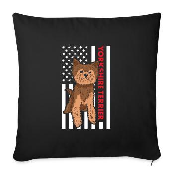 Yorkshire Terrier Us Flag - Housse de coussin décorative 45 x 45 cm - noir - Devant