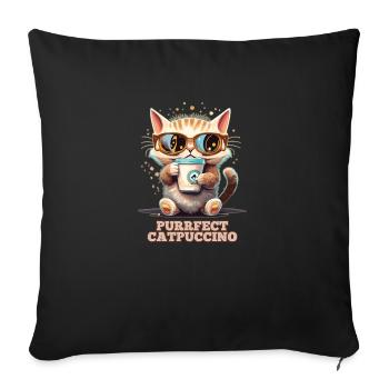 Purrfect Catpuccino - Sofakissenbezug 45 x 45 cm - Schwarz - Vorne