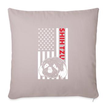 Shih Tzu Us Drapeau - Housse de coussin décorative 45 x 45 cm - taupe clair - Devant
