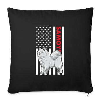 Drapeau Samoyède américain - Housse de coussin décorative 45 x 45 cm - noir - Devant