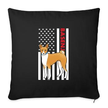 Chien Basenji Us drapeau - Housse de coussin décorative 45 x 45 cm - noir - Devant