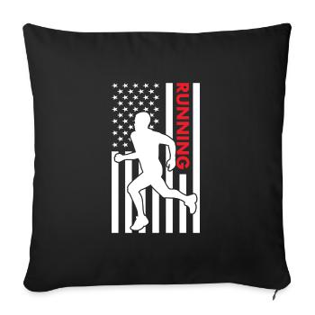 Sport Us Flag Running - Sofa pillowcase 17,3'' x 17,3'' (45 x 45 cm) - black - Front