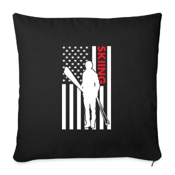 Sport Us Drapeau Ski - Housse de coussin décorative 45 x 45 cm - noir - Devant