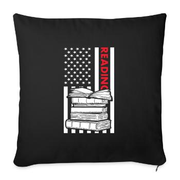 Reader Us Flag Reading - Sofa pillowcase 17,3'' x 17,3'' (45 x 45 cm) - black - Front