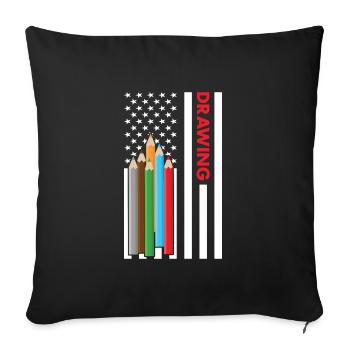Drawer Us Flag Drawing - Sofakissenbezug 45 x 45 cm - Schwarz - Vorne