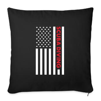 Scuba Diver Drapeau Us Plongée sous-marine - Housse de coussin décorative 45 x 45 cm - noir - Devant