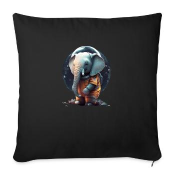Mignon éléphant en tant qu’astronaute - Housse de coussin décorative 45 x 45 cm - noir - Devant