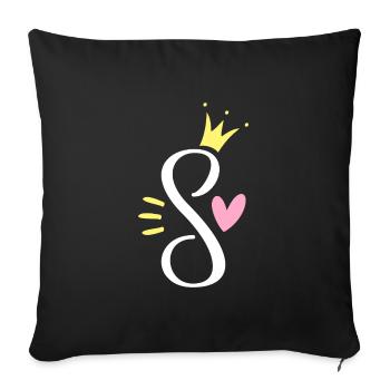 Letter S Initial Letter Crown - Sofa pillowcase 17,3'' x 17,3'' (45 x 45 cm) - black - Front