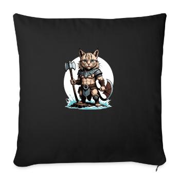 Chat Viking Viking Chat Cadeau Mignon - Housse de coussin décorative 45 x 45 cm - noir - Devant
