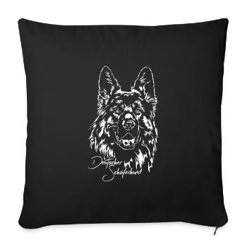 GERMAN SHEPHERD Longhair Wilsigns Dog Dogs - Sofa pillowcase 17,3'' x 17,3'' (45 x 45 cm) - black - Front