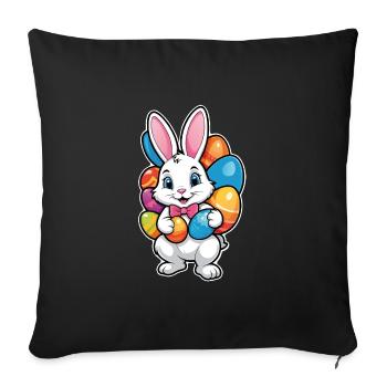 Funny little easter bunny with colorful eggs - Sofa pillowcase 17,3'' x 17,3'' (45 x 45 cm) - black - Front