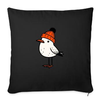 North Sea Harbor Moin Seagull Bird Hat Beanie Orange - Sofa pillowcase 17,3'' x 17,3'' (45 x 45 cm) - black - Front