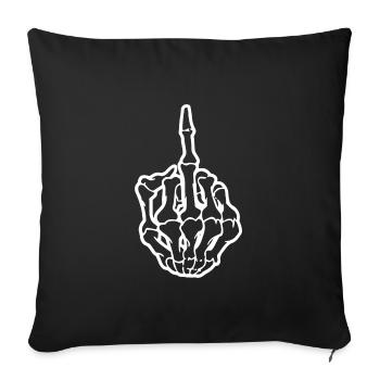 Doigt moyen squelette main idée cadeau blanc - Housse de coussin décorative 45 x 45 cm - noir - Devant