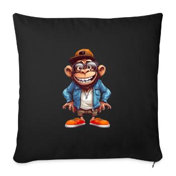 Streetart Affe Urban Rap Street Affe - Sofakissenbezug 45 x 45 cm - Schwarz - Vorne