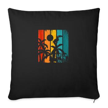Retro Palm Trees Beach Été - Housse de coussin décorative 45 x 45 cm - noir - Devant