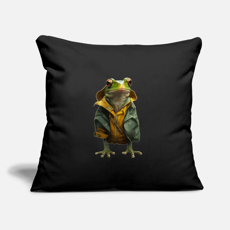 Such a storm thinks the frog with a rain jacket Sofa pillowcase 17,3'' x 17,3'' (45 x 45 cm)