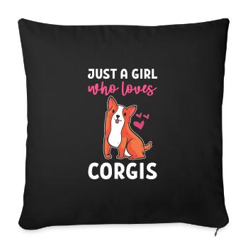 Corgi - Housse de coussin décorative 45 x 45 cm - noir - Devant
