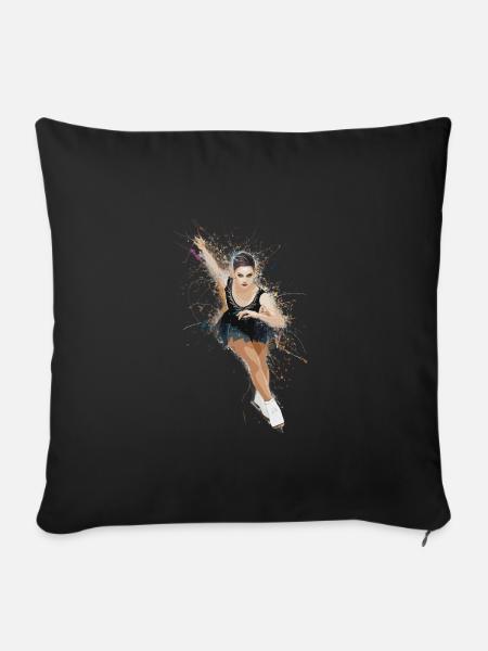 Dynamisches Eiskunstlaufen für einen - Sofakissenbezug 45 x 45 cm - Schwarz