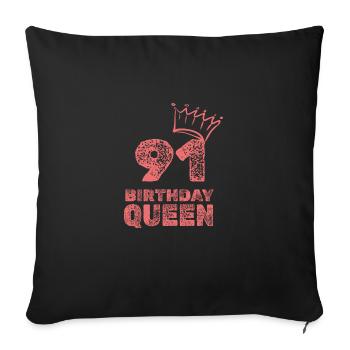 Birthday 91 - Sofa pillowcase 17,3'' x 17,3'' (45 x 45 cm) - black - Front