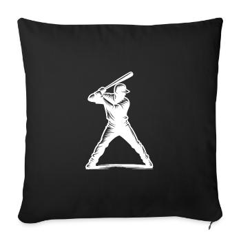 Joueur de baseball avec batte de baseball - Housse de coussin décorative 45 x 45 cm - noir - Devant