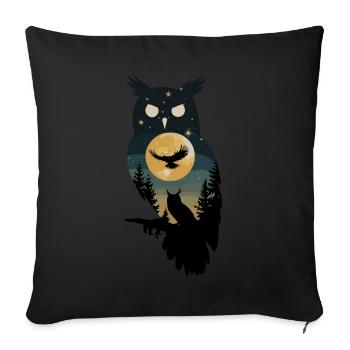 Niedliche Eule als Zauberer für einen Eulen Fans - Sofakissenbezug 45 x 45 cm - Schwarz - Vorne