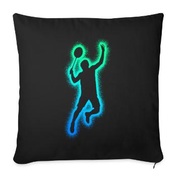 Joueurs de badminton Badminton Hommes Badminton Garçons - Housse de coussin décorative 45 x 45 cm - noir - Devant