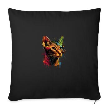 Abyssinian Cat Colorful Gauze - Sofa pillowcase 17,3'' x 17,3'' (45 x 45 cm) - black - Front