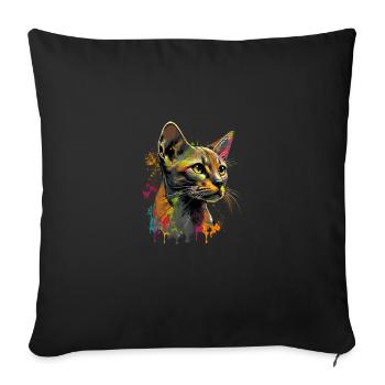 Abyssinian Cat Colorful Gaze - Sofakissenbezug 45 x 45 cm - Schwarz - Vorne