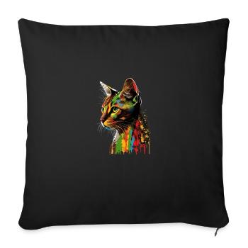 Abyssinian Cat Colorful Gauze - Sofa pillowcase 17,3'' x 17,3'' (45 x 45 cm) - black - Front