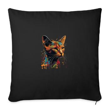 Abyssinian Cat Colorful Gauze - Sofa pillowcase 17,3'' x 17,3'' (45 x 45 cm) - black - Front