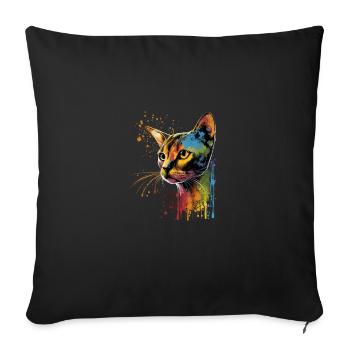 Abyssinian Cat Colorful Gauze - Sofa pillowcase 17,3'' x 17,3'' (45 x 45 cm) - black - Front