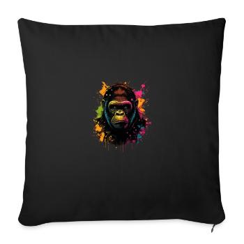 Gorille coloré Splash Art Expression - Housse de coussin décorative 45 x 45 cm - noir - Devant