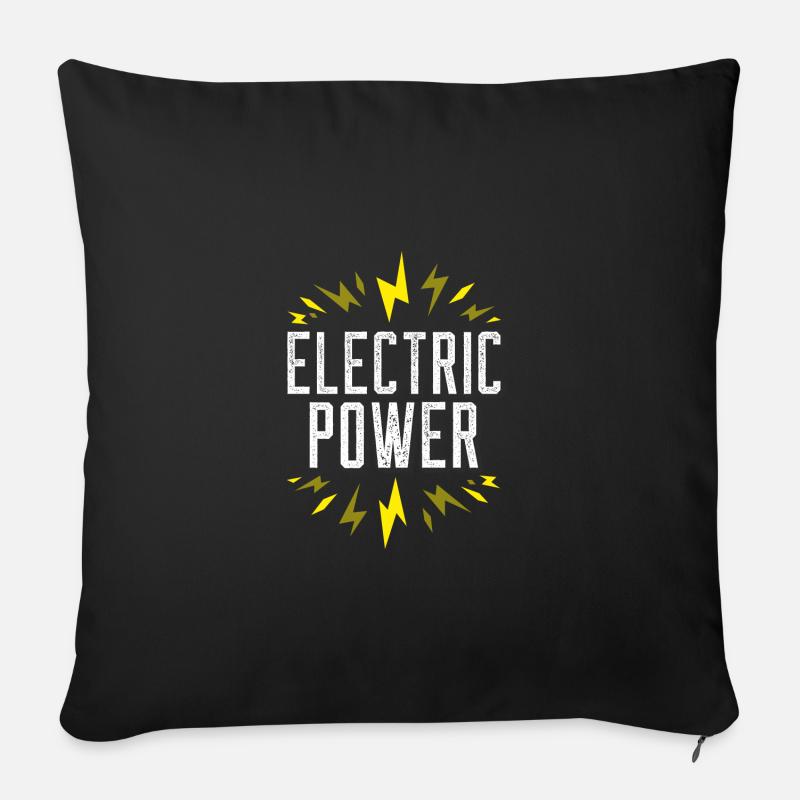 Electric Power - Gelbe Blitze Strom - Sofakissenbezug 45 x 45 cm - Schwarz