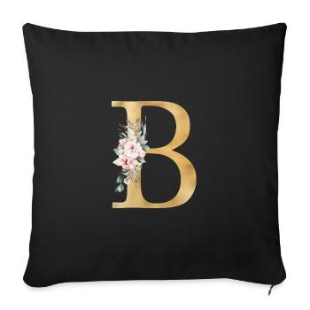 Personalisierbar Monogramm B Floral - Sofakissenbezug 45 x 45 cm - Schwarz - Vorne